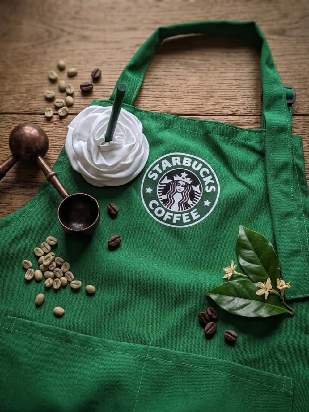 Child Adult whip cream headpiece  starbucks apron barista Halloween costume 2pc